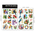 2 Sheets Waterproof Rub on Stickers - Tropical Parrot