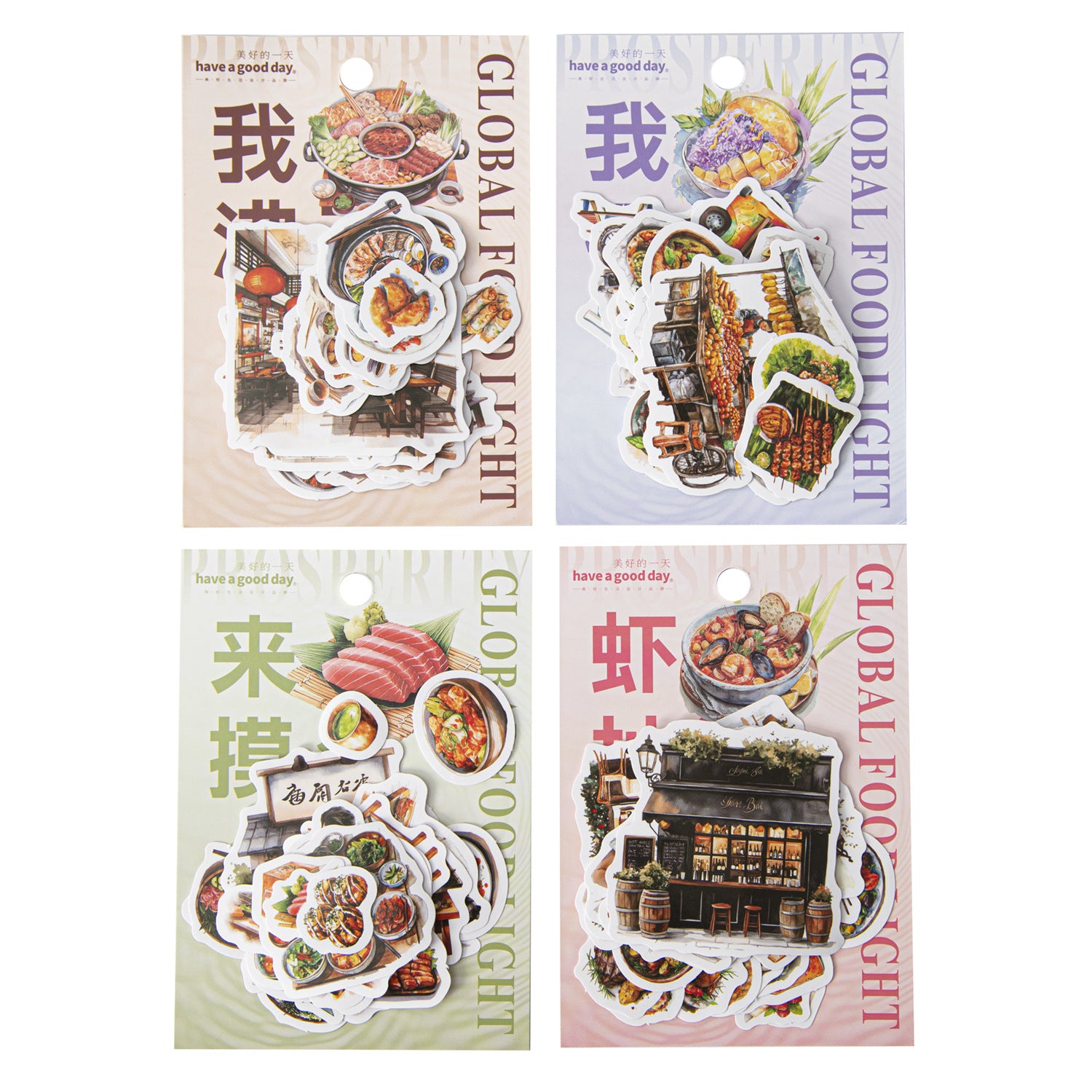 40 Pcs Global Food Stickers HQSGSP