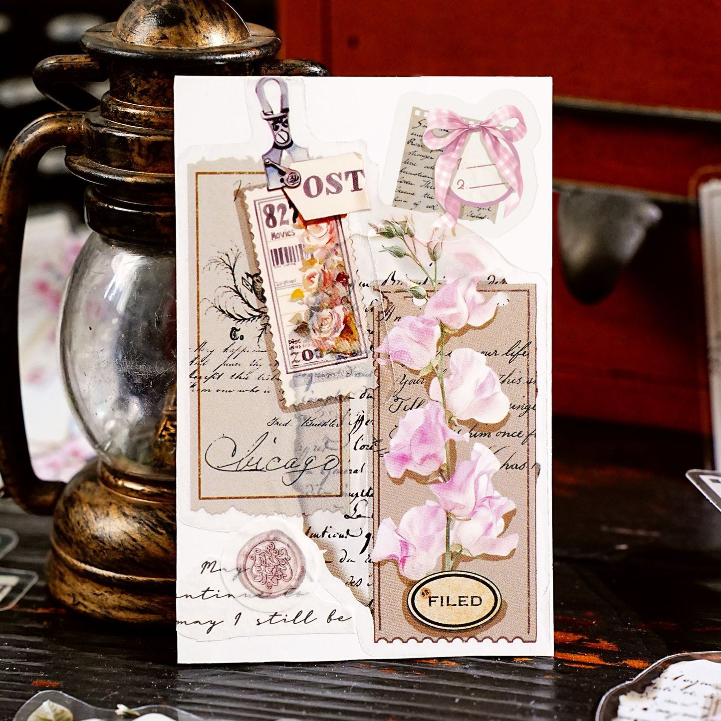 40 Pcs Leaf Flower Collage PET Stickers SGPZ