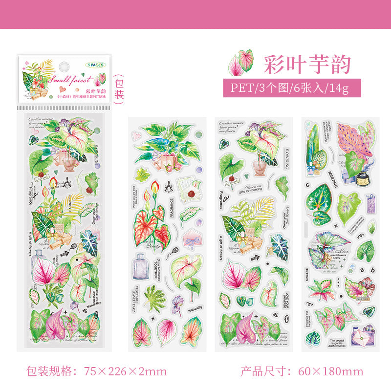 6 Pcs Plant PET Stickers XSLXL