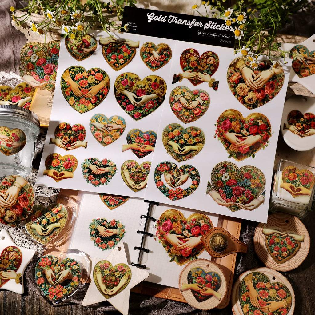 2 Sheets Waterproof Rub on Stickers - Palm Rose