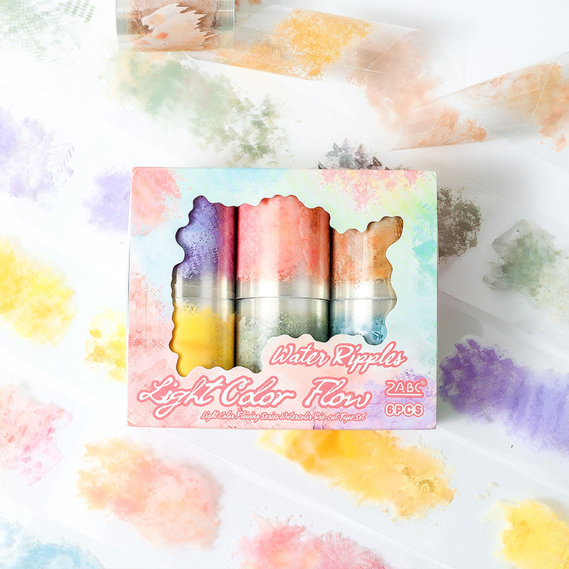6 Rolls Watercolor PET Stickers Tape DCLY
