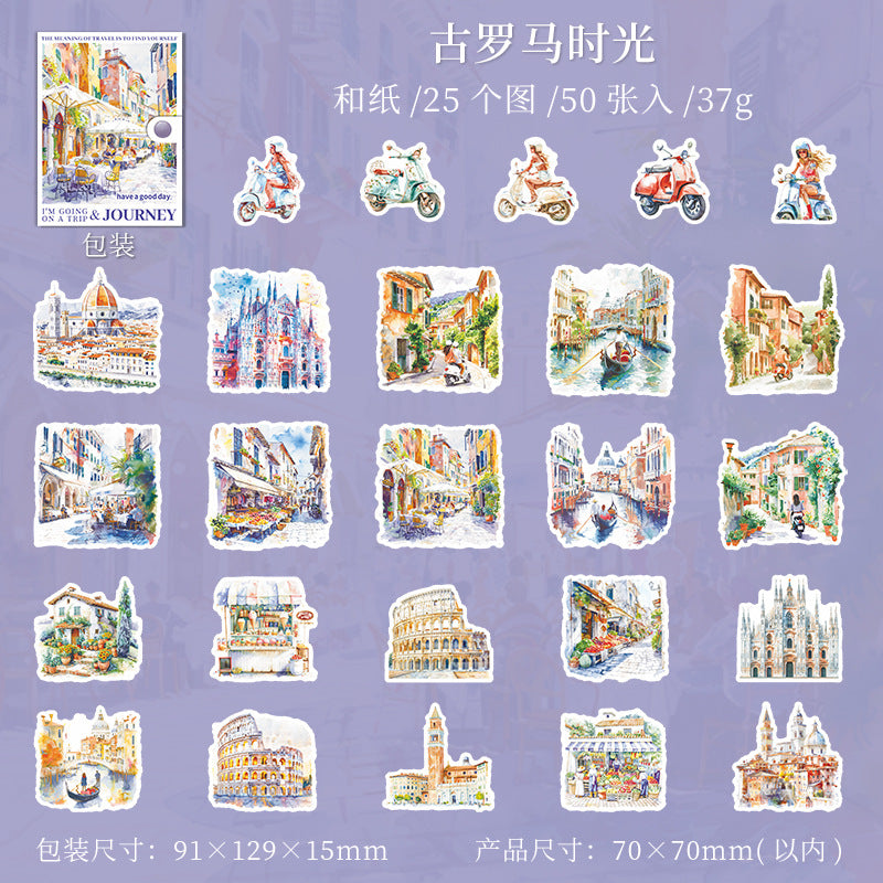 50 Pcs Travel Theme Stickers WYQLX