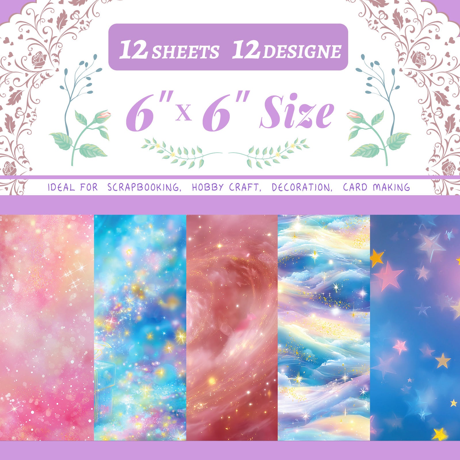 6 inch Starry Scrapbook Paper Pad PA819