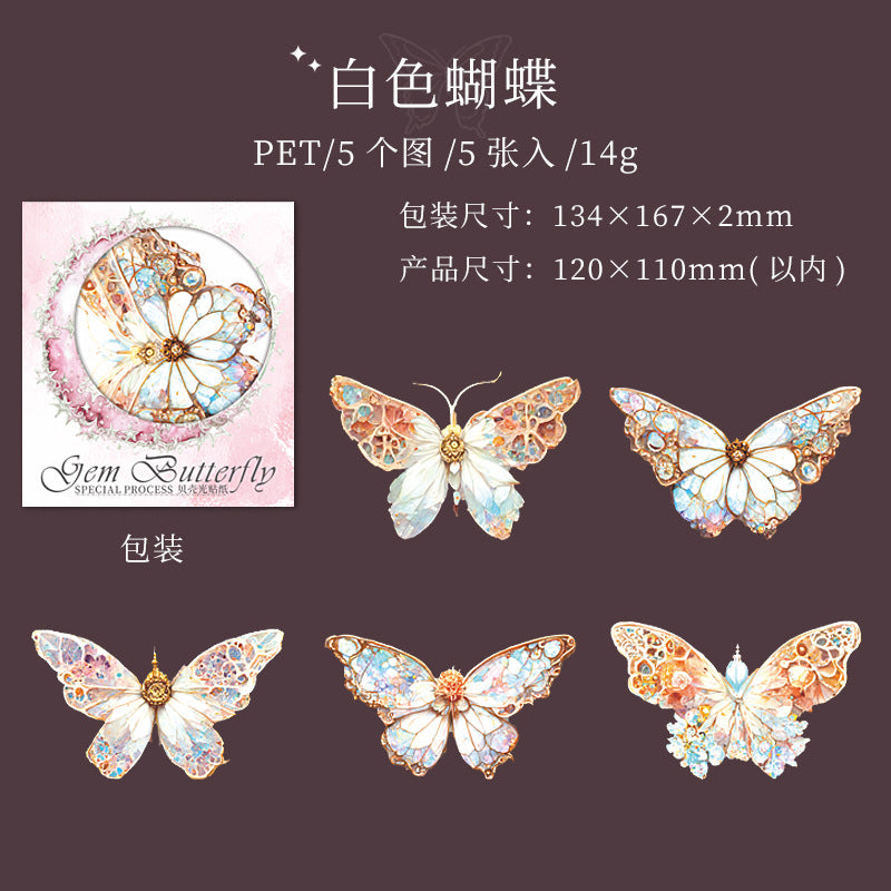 5 Pcs Butterfly PET Stickers BSHD