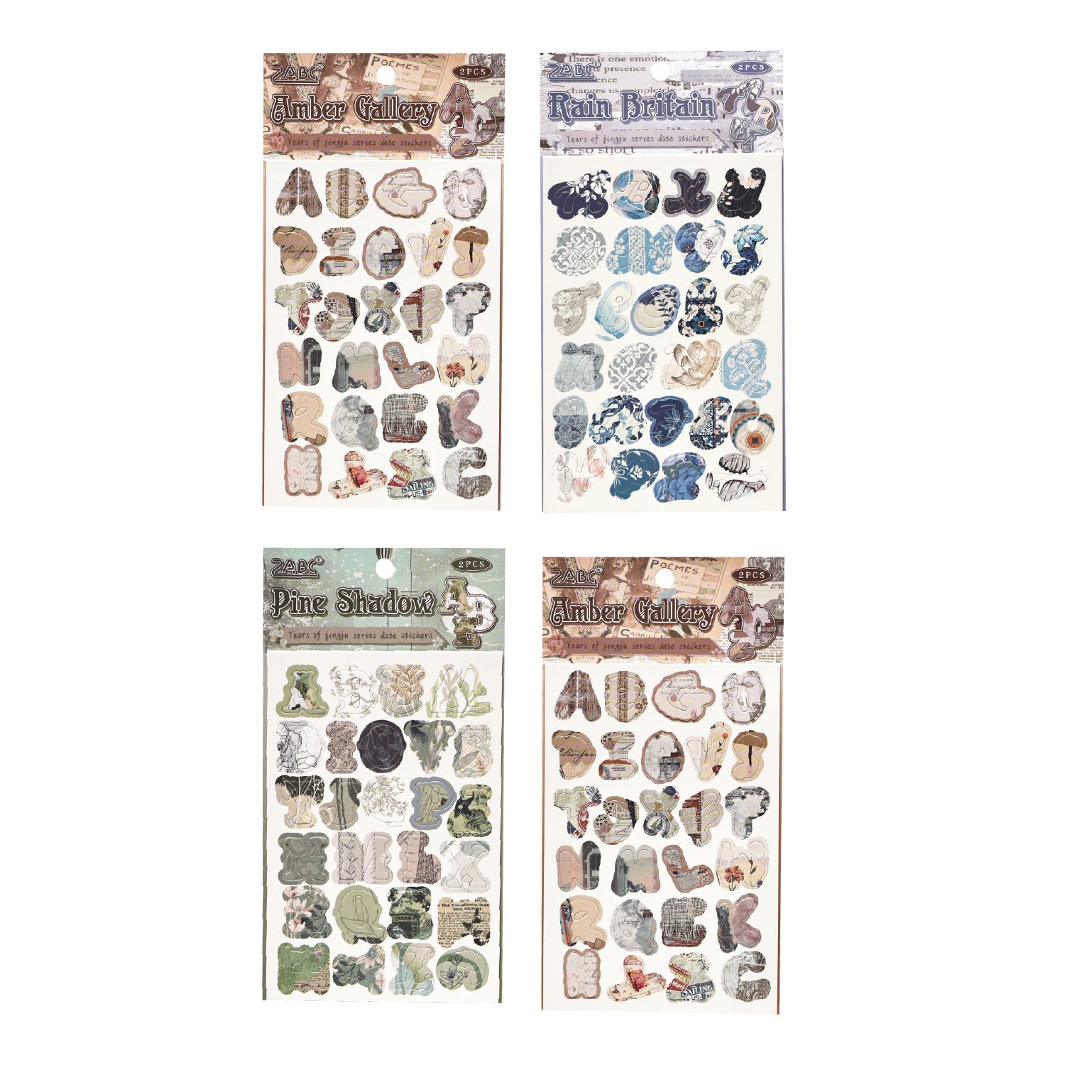 2 Sheets Vintage Alphabet Letter Stickers HYYWG