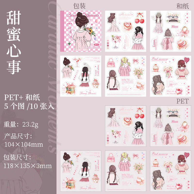 10-Sheets-Girl-Theme-PET-and-Washi-Stickers-Book-XDSJ