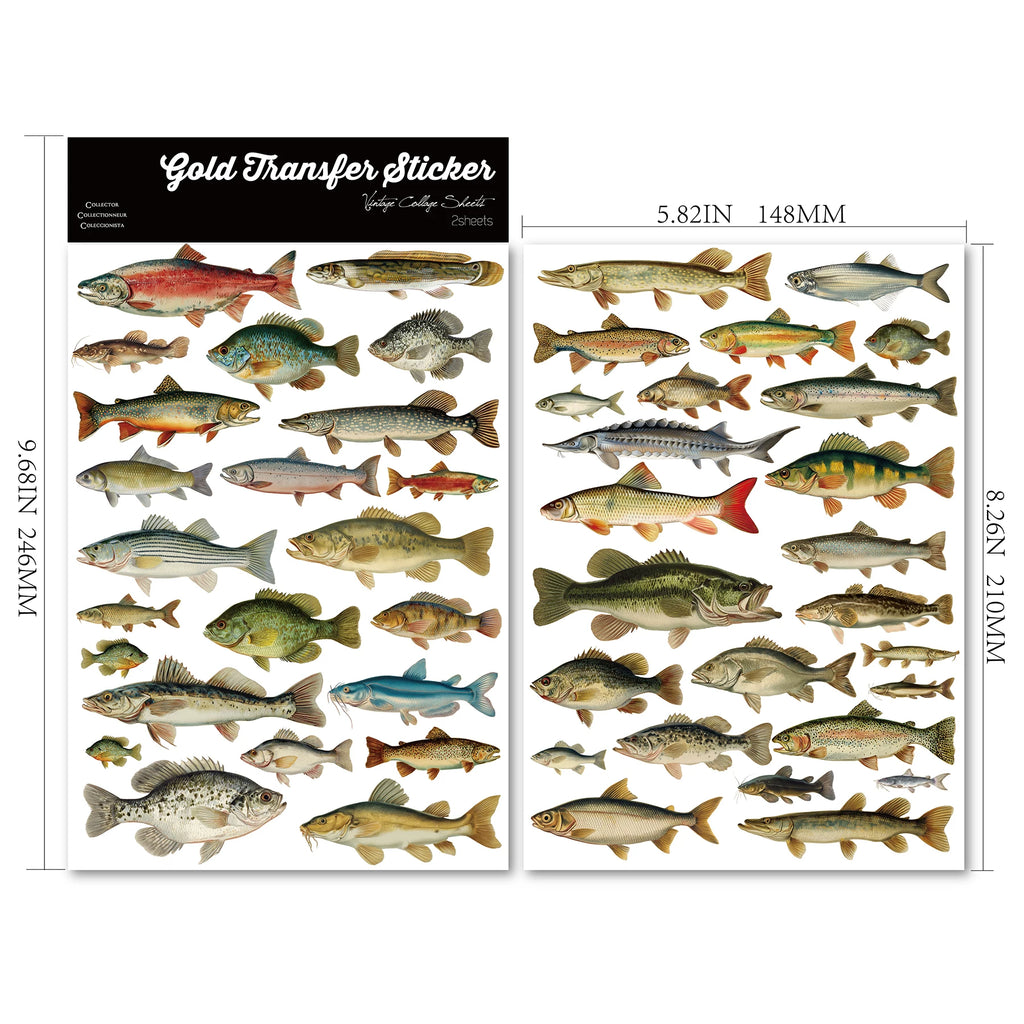 2 Sheets Waterproof Rub on Stickers - Lure Fish
