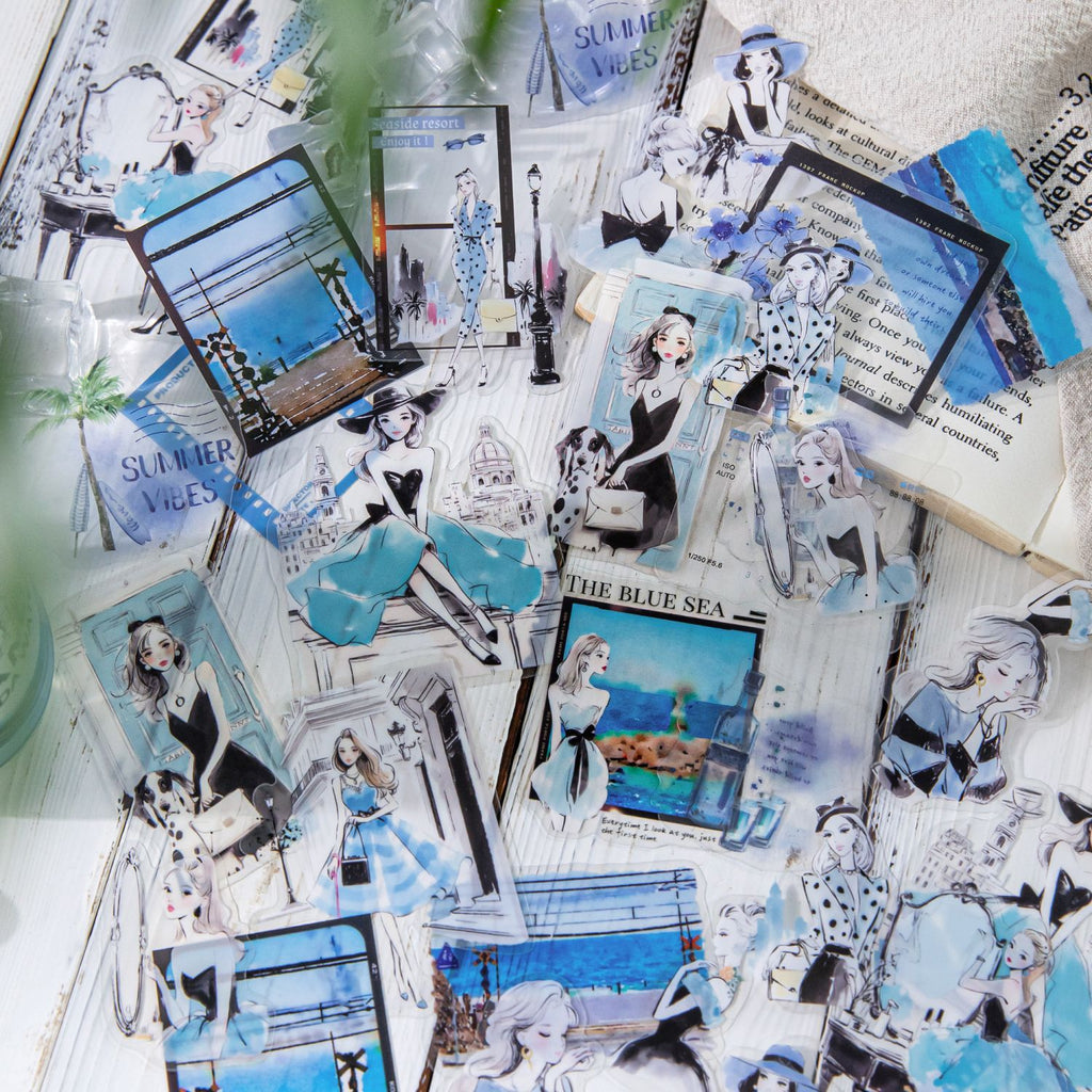 40 Pcs Romance Girl PET Stickers XHLM