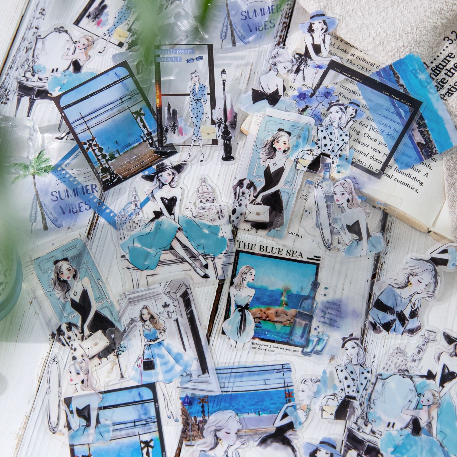 40 Pcs Romance Girl PET Stickers XHLM
