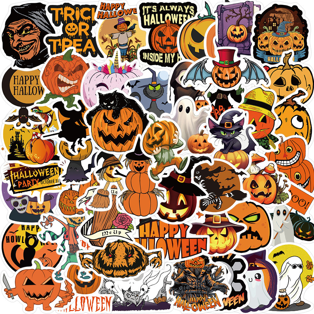 50 Pcs Vinyl Halloween Pumpkin Stickers WSJ413