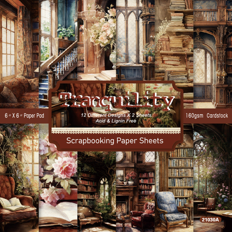 6 inch Reading Room Scrapbook Paper Pad SKP030