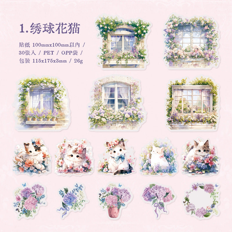 30 Pcs Window Themed PET Stickers LGCT