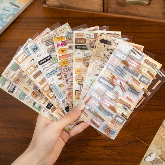 24 Sheets Vintage Words Quote Stickers Book FGCSS