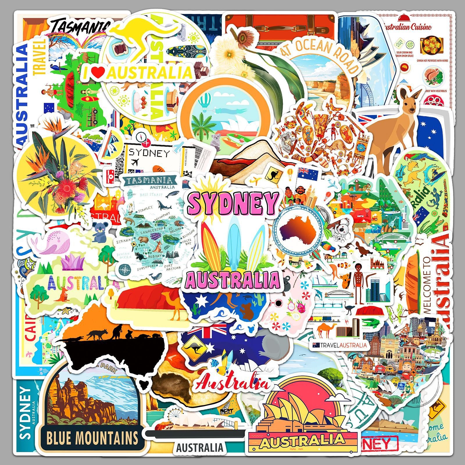 50Pcs Australia Travel Vinyl Stickers TRV11