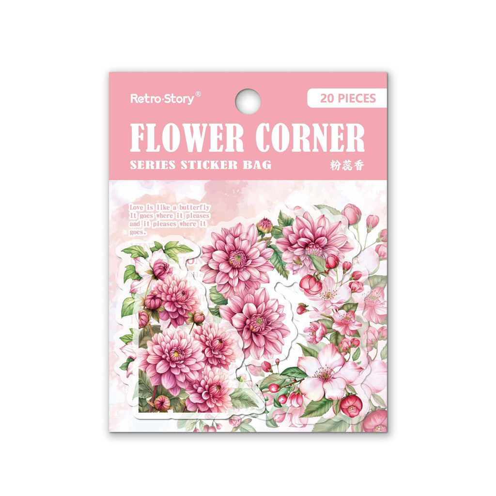 20 Pcs Flower Corner PET Stickers HJXL