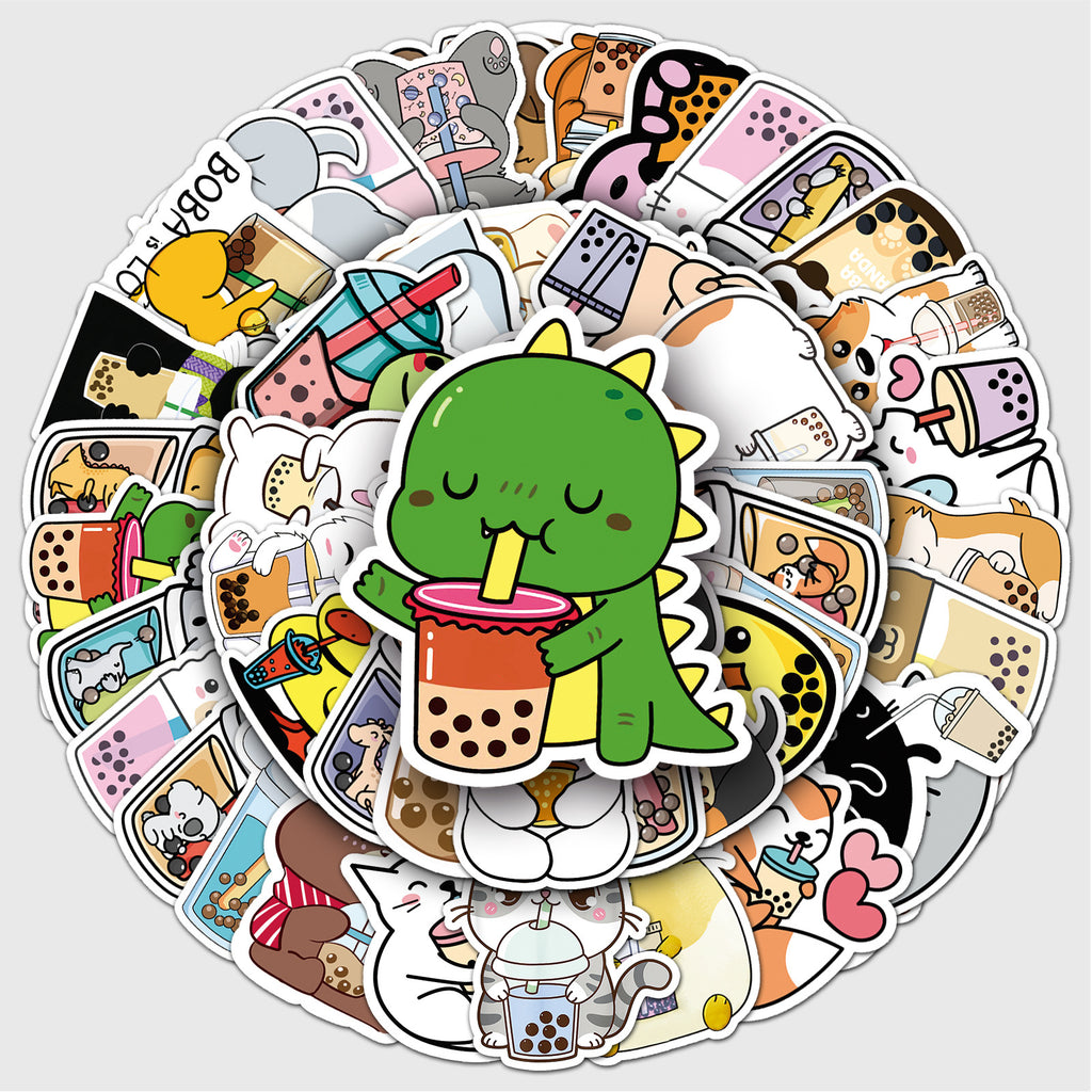 50 Pcs Vinyl Milk Tea Stickers WNC298