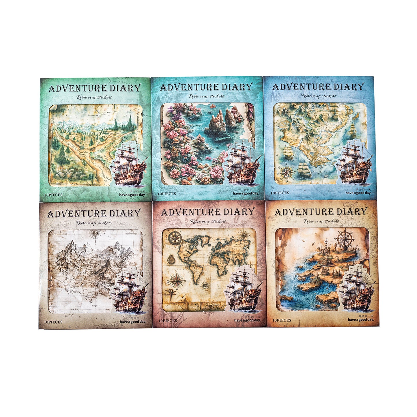 10 Pcs Vintage Map Journal Stickers TXRJ