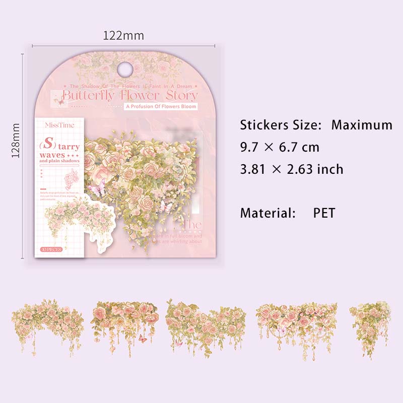 10 Pcs Gold Foil Flower Vine PET Stickers DHWY