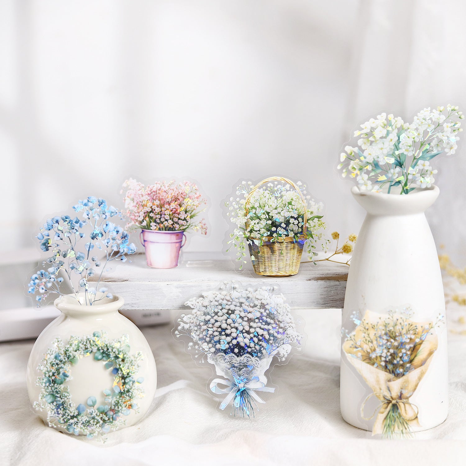 10 Pcs Weeding Bouquet PET Stickers FXDD
