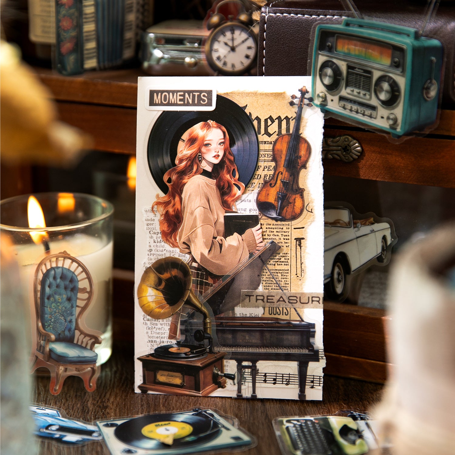 30 Pcs Vintage Journal PET Stickers SJLS