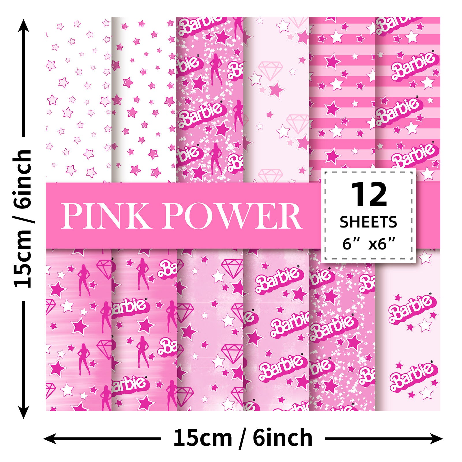 6 inch Pink Barbie Scrapbook Paper Pad PA311