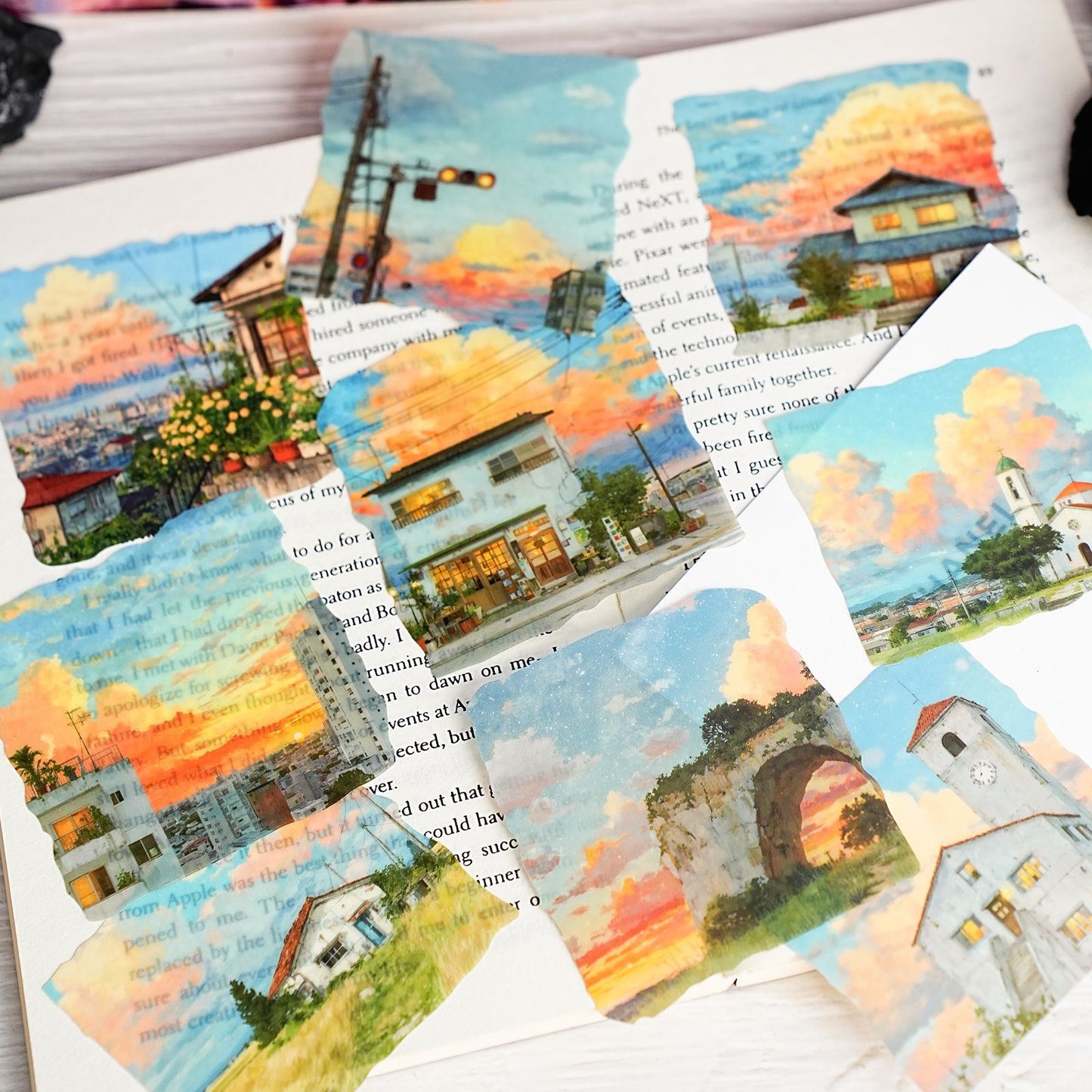 15 Pcs Sunset Landscape PET Stickers CRJJ
