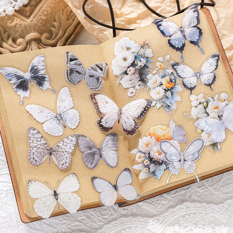 40 Pcs PET Butterfly and Flower Stickers HCDY