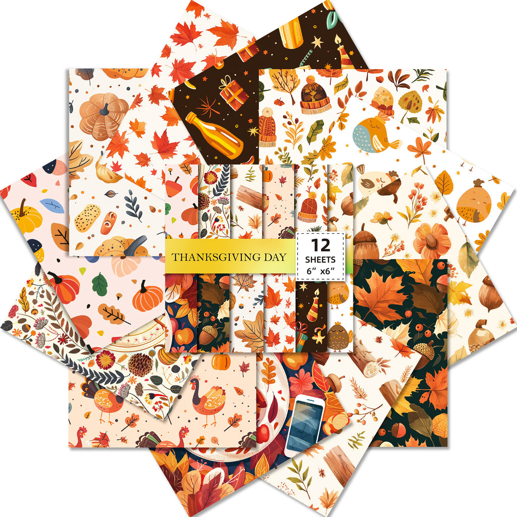 6 inch Thanksgiving Day Scrapbook Paper Pad PA010
