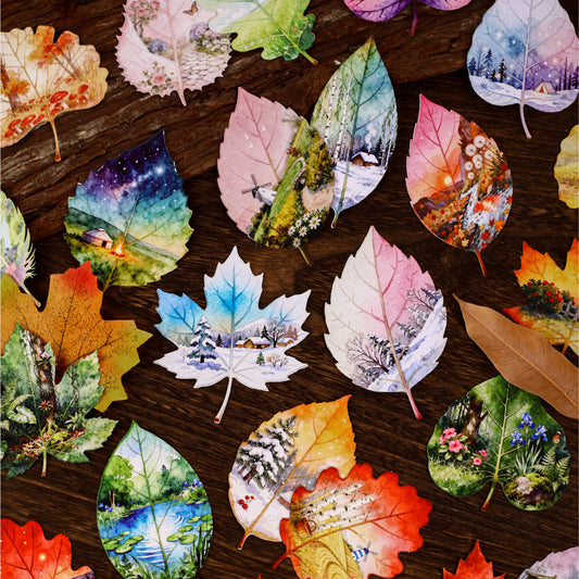 8 Pcs Leaf Themed Cardstock Stickers GYXL