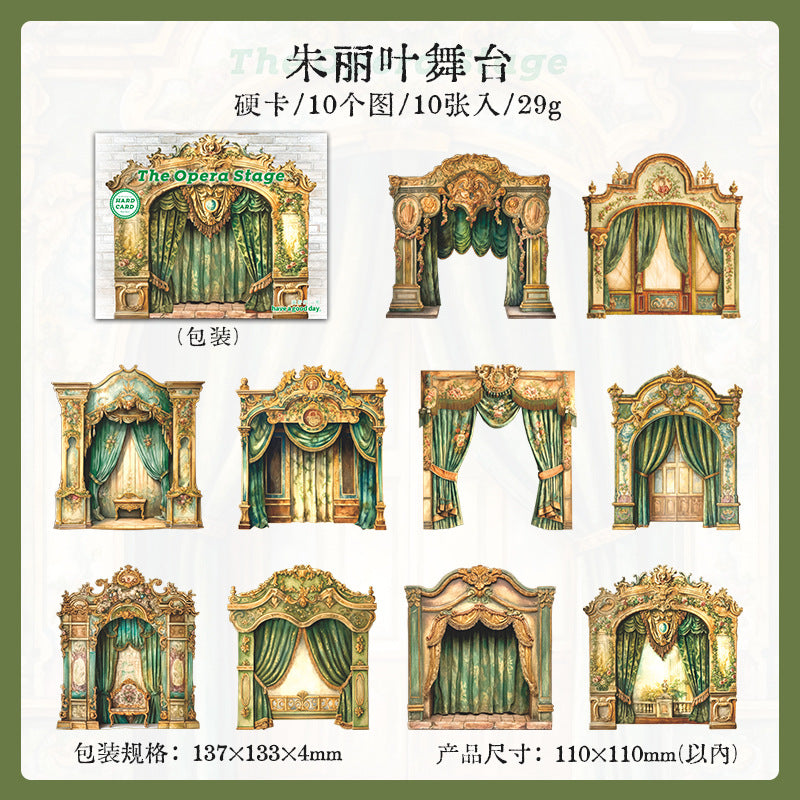10 Pcs Opera Stage Theme Cardstock Paper GJWT