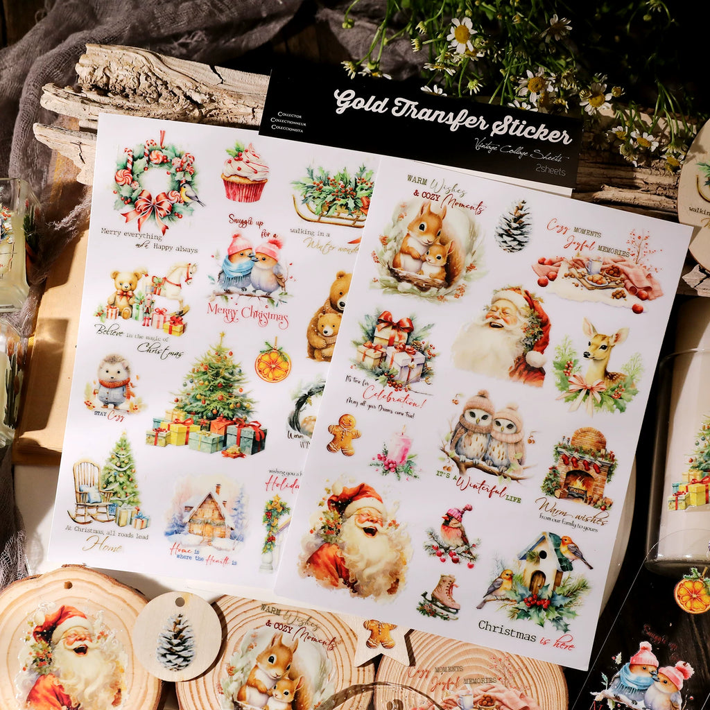 2 Sheets Waterproof Rub on Stickers - Christmas Quote TZ40