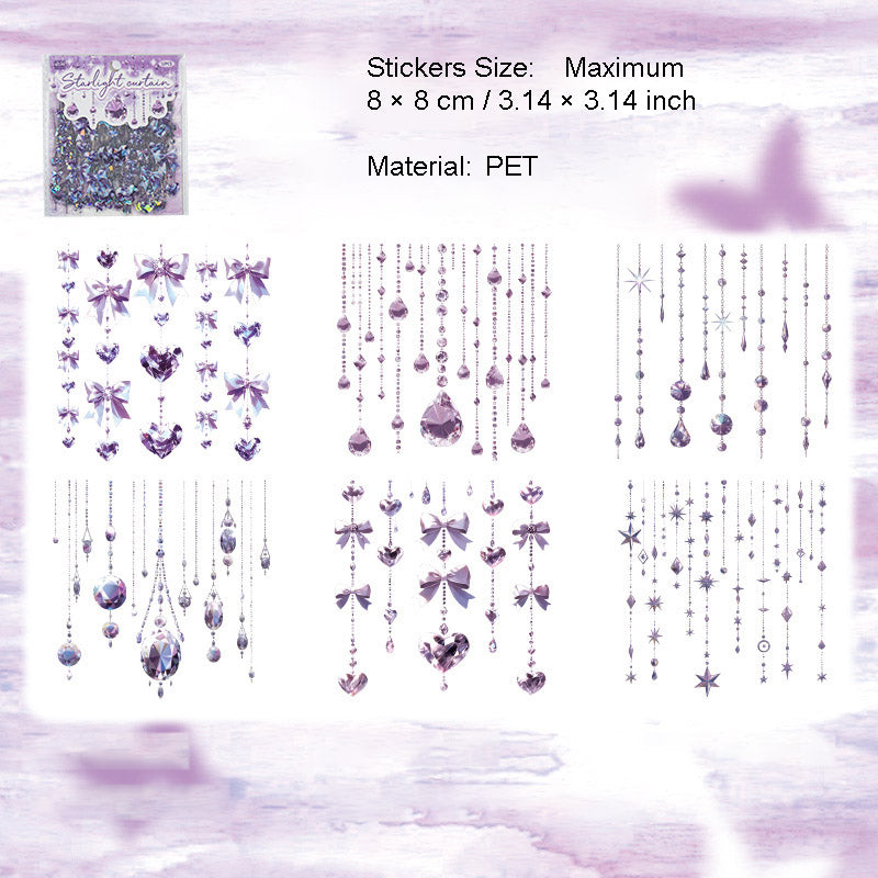 12 Pcs Gliter PET Stickers XGML