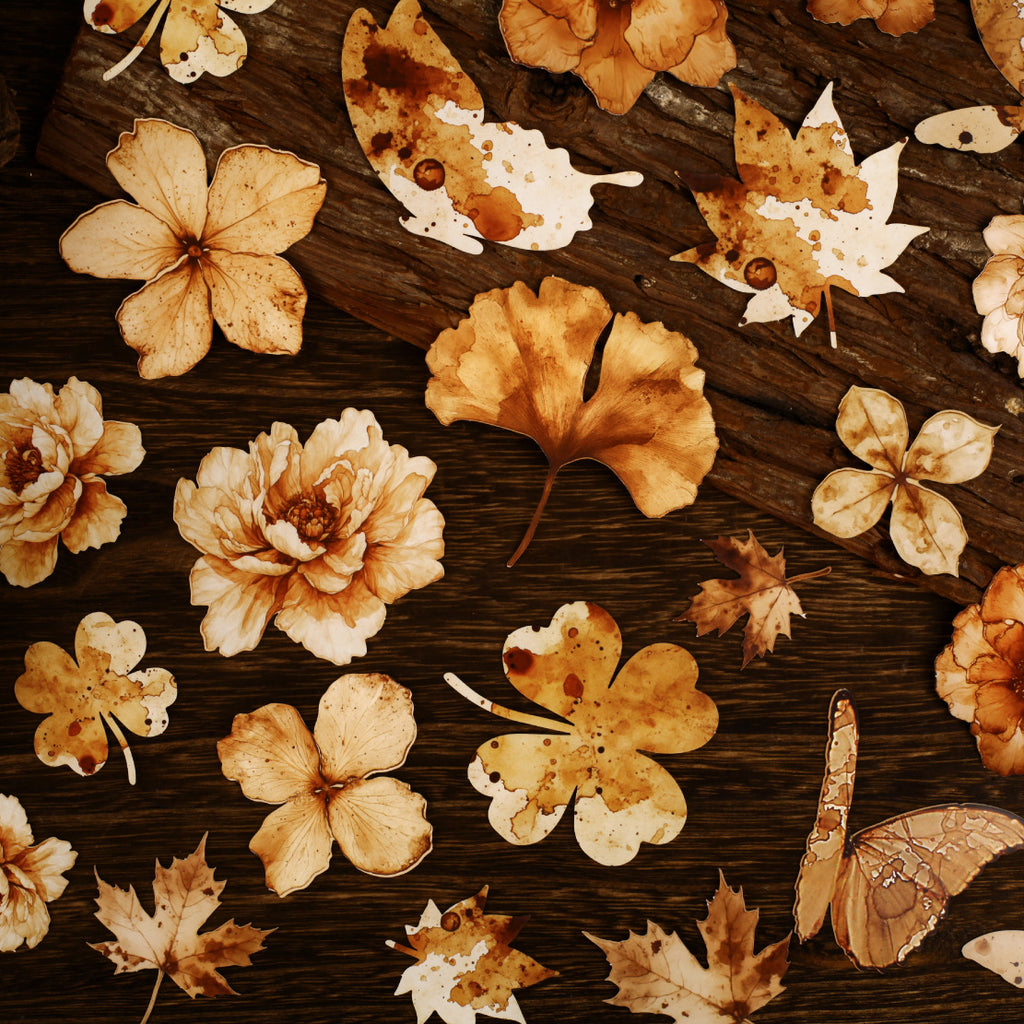 15 Pcs Autumn Pressed PET Stickers KZXL