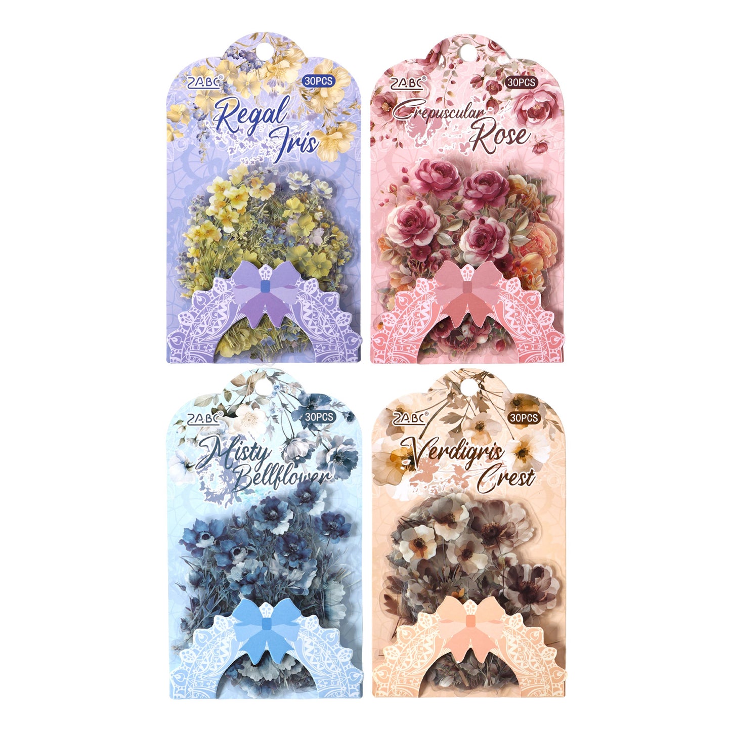 30 Pcs Watercolor Flower PET Stickers LBHY