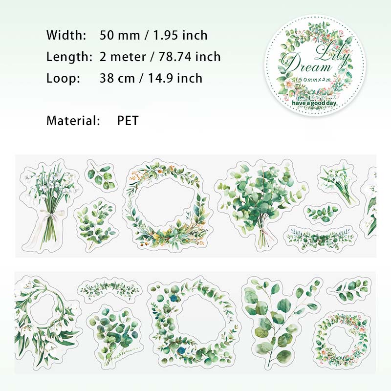 1 Roll Flower Theme PET Stickers Tape HRMXL