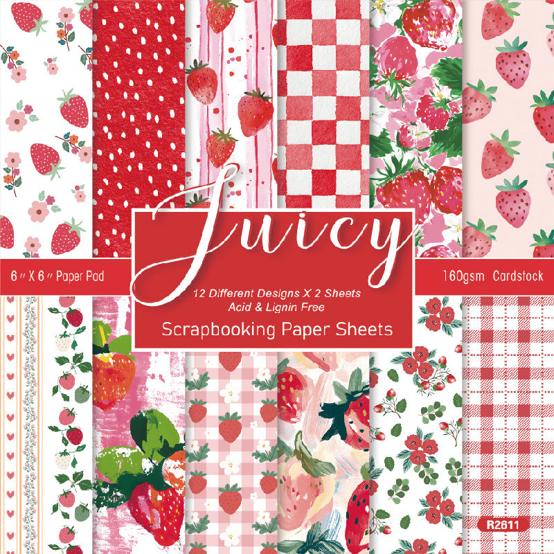 6 inch Strawberry Scrapbook Paper Pad SKP611