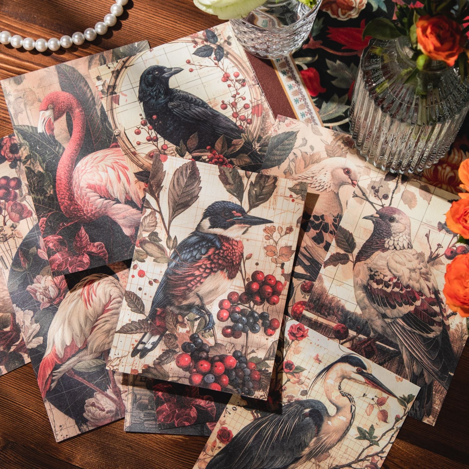 30 Pcs Vintage Red Scrapbook Paper HRSY