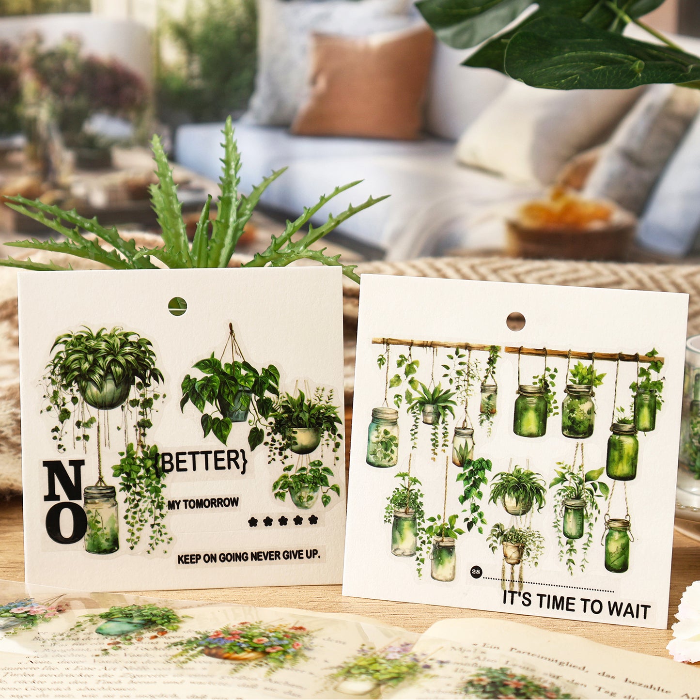 6 Rolls Potted Plants PET Stickers Tapes Set YYCS