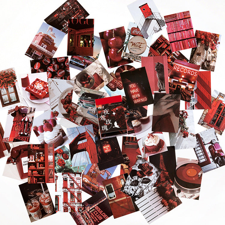 50 Pcs Crimson Vintage Sticker Booklet