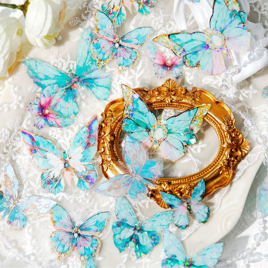 20 Pcs Holographic PET Butterfly Stickers BSDY