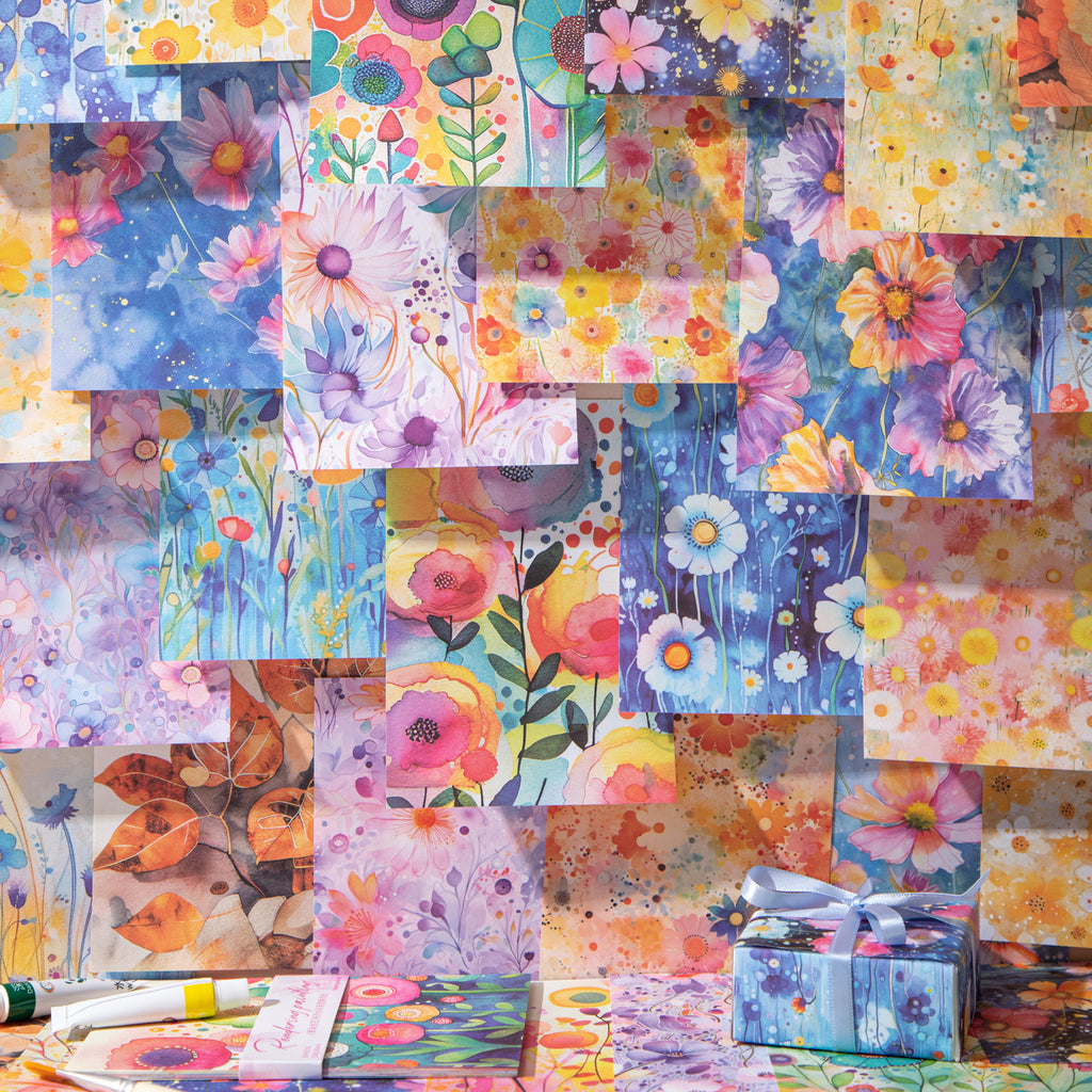 30 Pcs Watercolor Floral Journal Paper YRHH