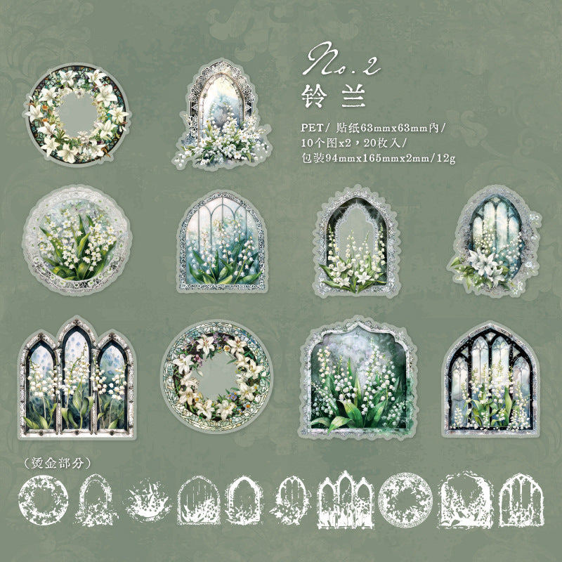 20 Pcs Lace Garden PET Stickers LSHY