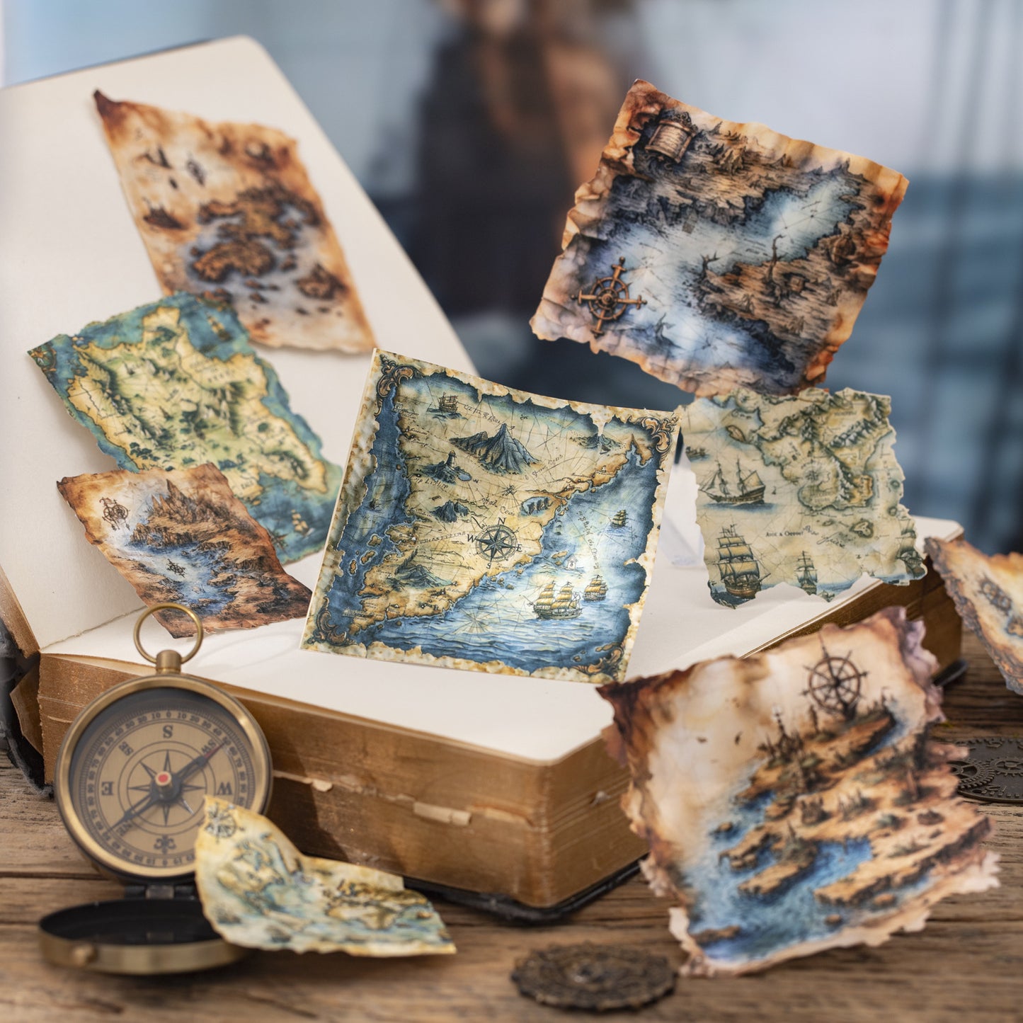 10 Pcs Vintage Map Journal Stickers TXRJ