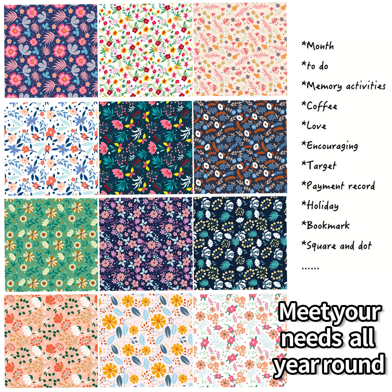 6 inch Boho Floral Scrapbook Paper Pad PA268