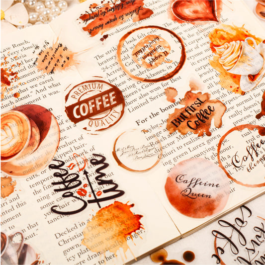 30 Pcs Coffee Themed PET Stickers KFWY