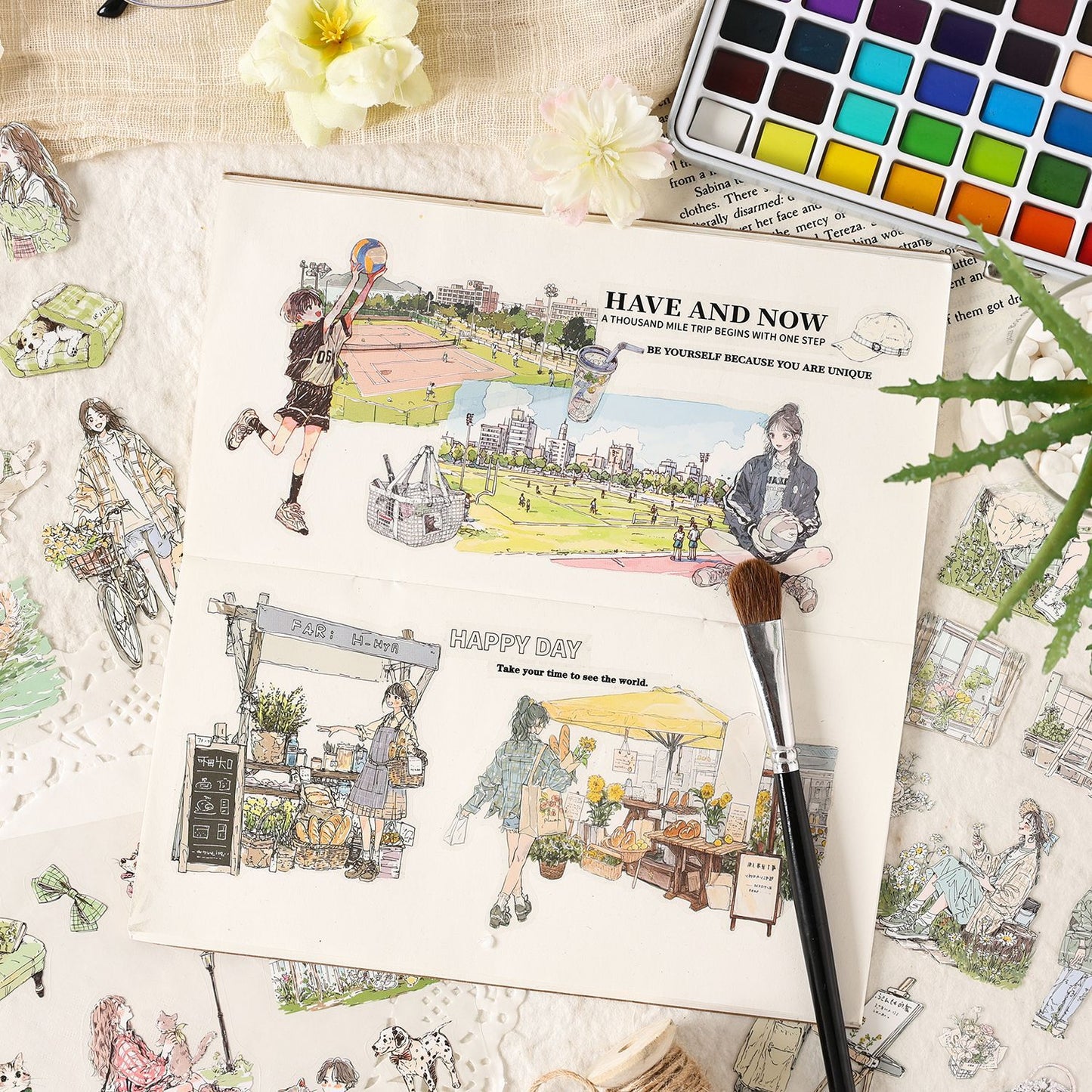 20 Sheets Lifestyle Girl PET Stickers Book QYSHL