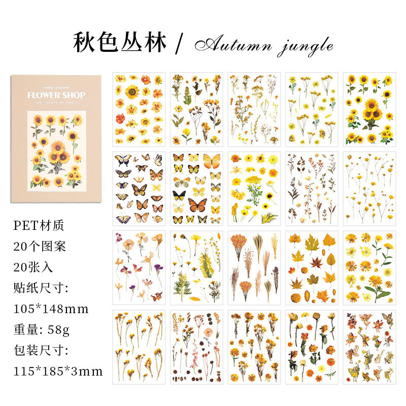 20 Sheets Season Botanical Stickers SJHD