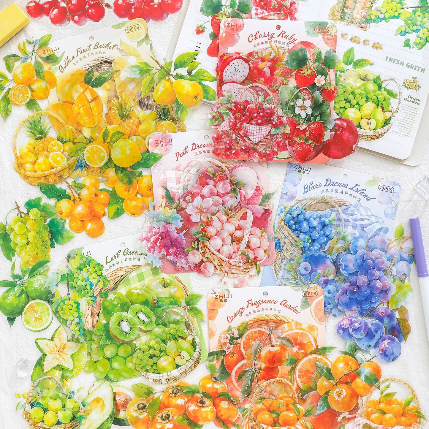 10 Pcs PET Fruit Stickers LMGY