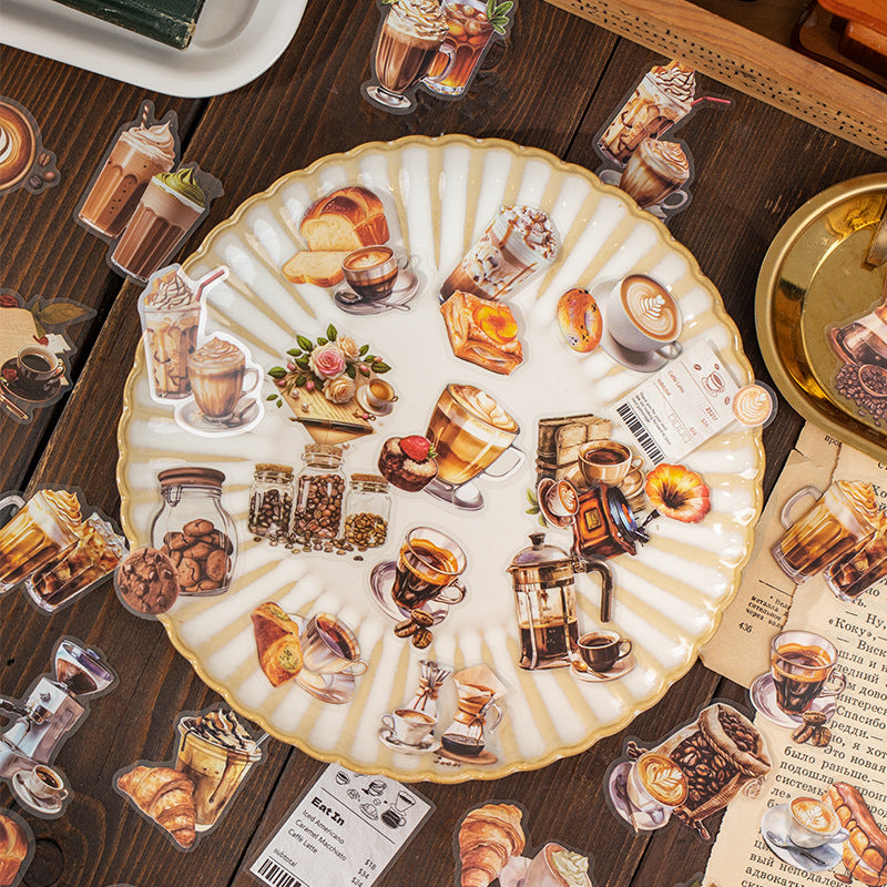 30 Pcs Coffee PET Stickers BKKF